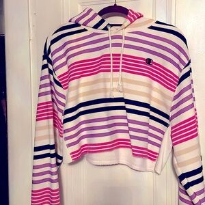 Champion striped crop hoodie medium